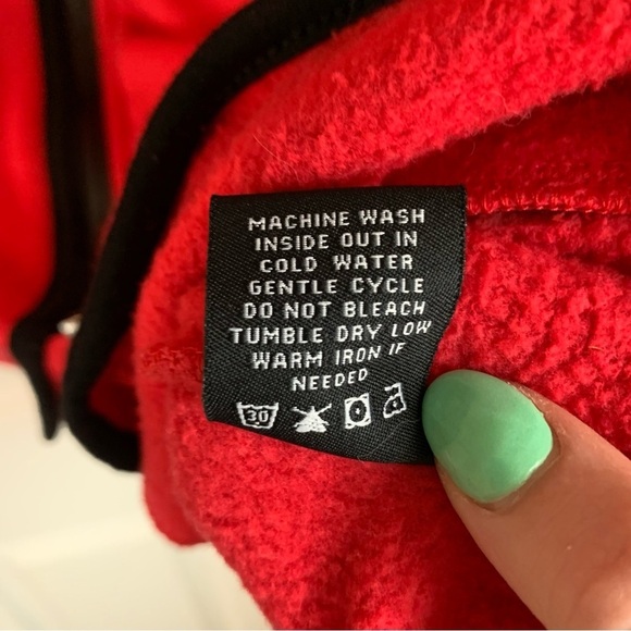 BCBGMaxazria Red and Black Zipper Fleece Hoodie, size L - Picture 6 of 9